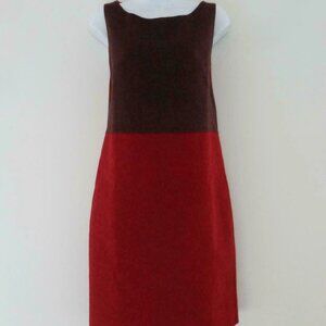 Share New AKRIS Burgundy Red Mulberry Silk Color Block Reversible Sheath Dress 8